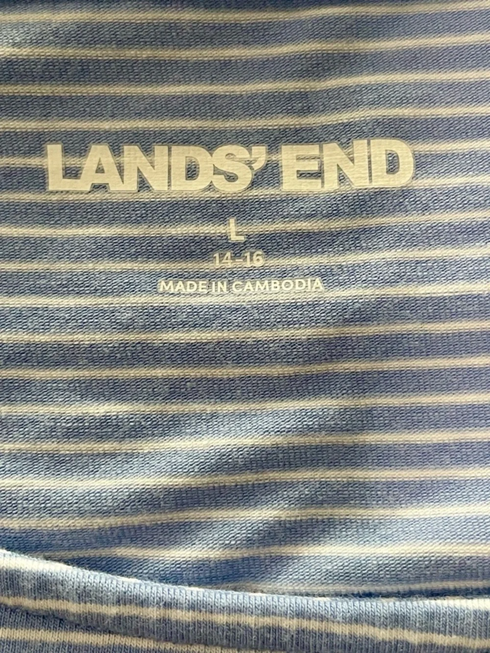 Lands' End Light Blue & White Striped Short Sleeve Knot Top - Picture 4 of 4